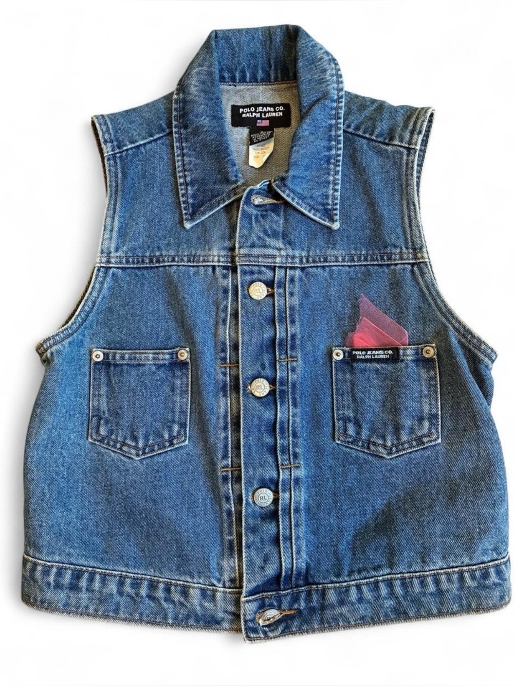 Vintage Polo Ralph Lauren blue denim vest
Size small Biker Western vintage